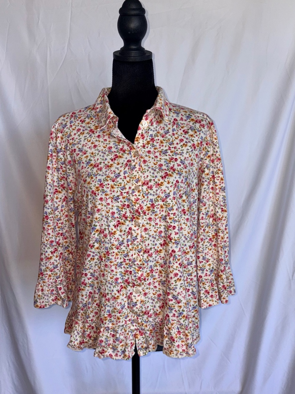 Intimissimi Ditsy Floral Ruffle Pajama Sleep Shirt M